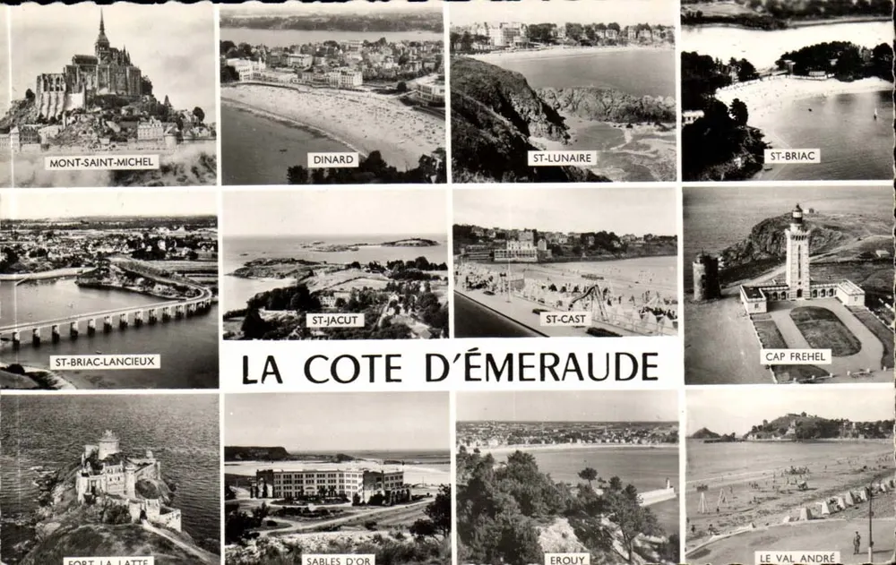 A Costa da Esmeralda — Mont-Saint-Michel, Dinard, St-Lunaire, St-Briac, St-Jacut, St-Cast, Cap Fréhel, St-Briac-Lancieux, Fort La Latte, Sables d'Or, Erquy, Le Val André — Edições Gaby, Nantes - Frente