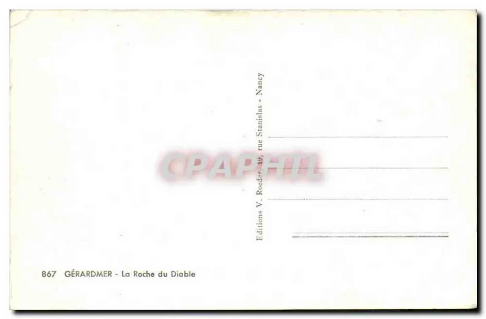 Gérardmer - A Roche du Diable — Éditions V. Roeder, Nancy - Verso