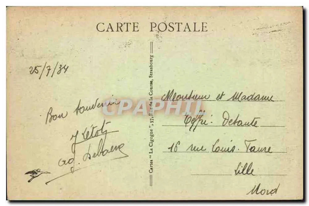 Gérardmer - O Pont das Fadas — editor Cartes 'La Cigogne', n° 15344 - Verso