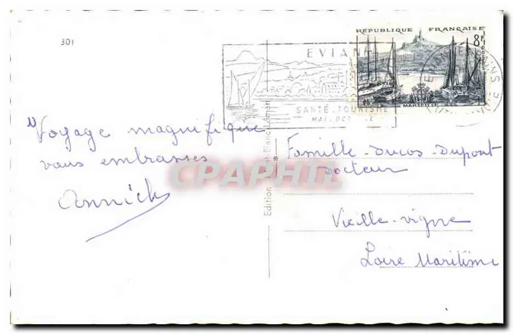 Evian-les-Bains — vista panorâmica — Edição Blanc & Blanc n°301 - Verso