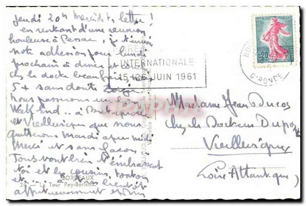 Bordeaux — Catedral de São André e a Torre Pey-Berland — editor não visível - Verso