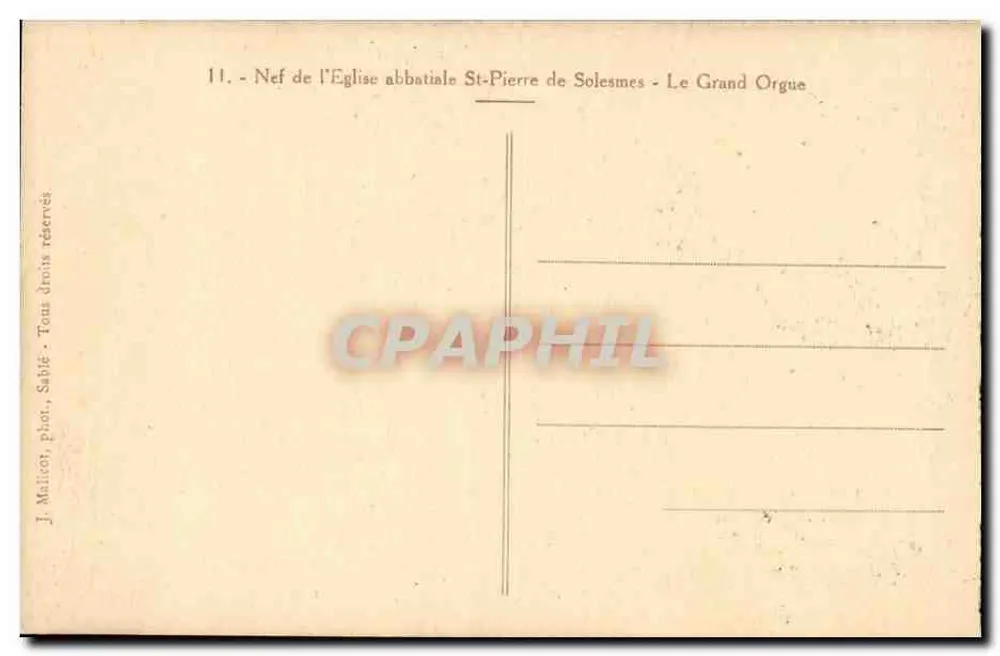 Nef da igreja abacial de Saint-Pierre de Solesmes — O Grande Órgão — J. Malicot, fot. Sabé - Verso
