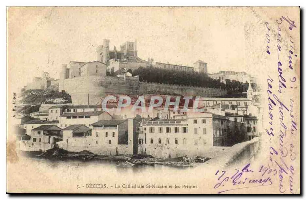 Béziers - Die Kathedrale St. Nazaire und die Gefängnisse — Verleger A. Ma, Nr. 5 - Vorderseite
