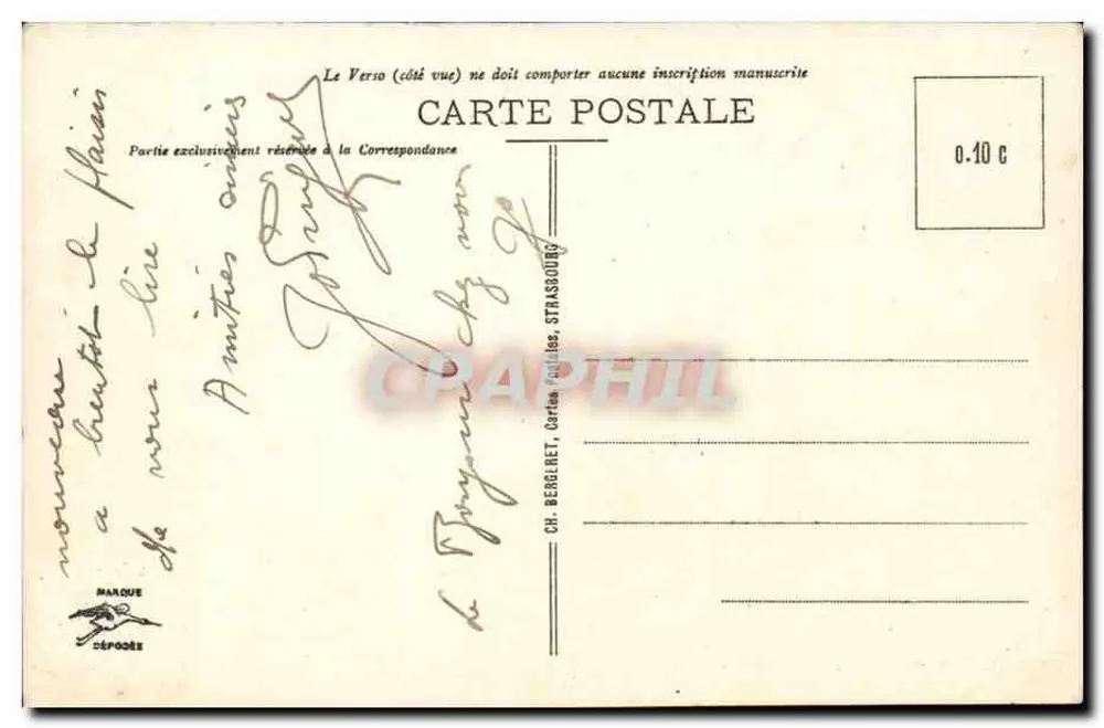 Colmar - A Prefeitura — editor CH. BERGERET, Strasbourg, n°6 - Verso