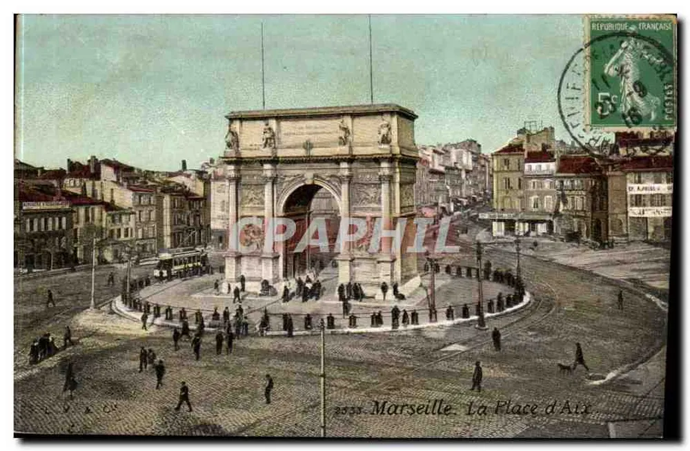 Marselha. A Place d'Armes — Arco do Triunfo — editor L.V. & Cie, n° 2555 - Frente