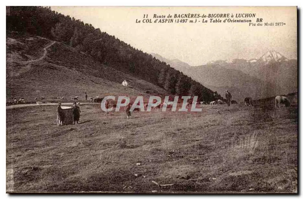 O COL d'ASPIN (1497 m.) — Estrada de Bagnères-de-Bigorre para Luchon — Pie du Midi 2877a - Frente