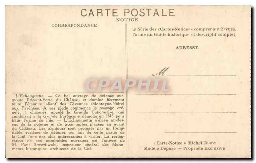 A Cidade de Carcassonne — L'Echauguette — Foto Michel Jordy - Verso