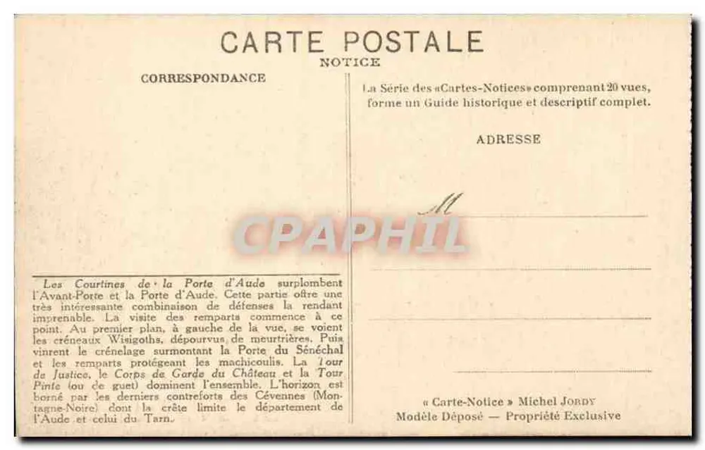 Die Stadt Carcassonne — Auf den Courtines der Aude-Tür — Michel Jordy - Rückseite