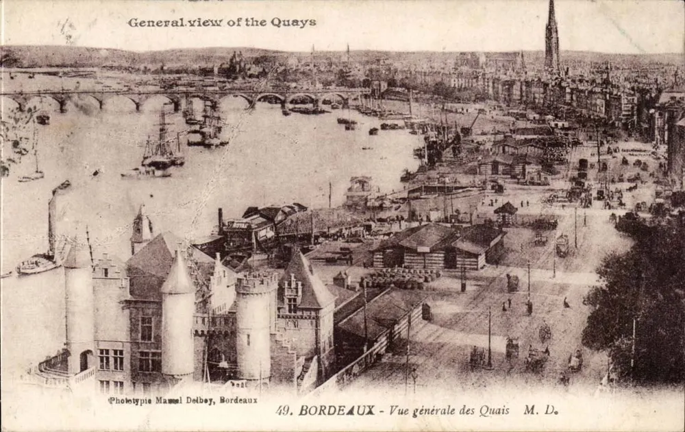 Bordeaux — Vista geral dos Quais — Fototipia Manuel Delbey, Bordeaux, n°49 - Frente