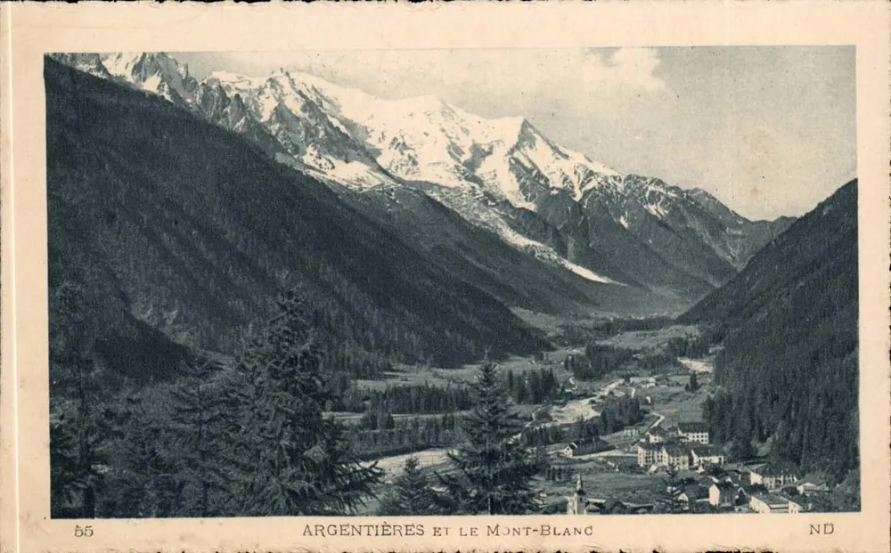 Argentières e o Monte Branco — vista panorâmica — editor ND, n° 55 - Frente