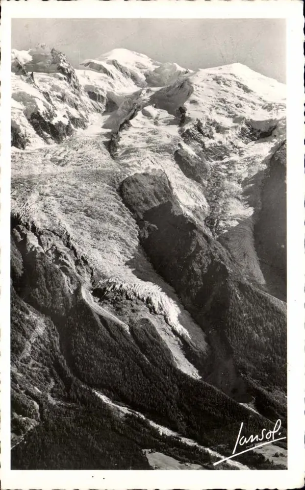 Chamonix (Haute-Savoie) — Ansicht des Gletschers des Bossons und des Mont Blanc von Brévent — Éditions Photographiques JANSOL - Vorderseite