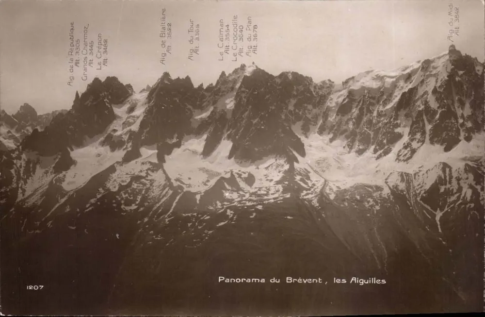 Panorama do Brévent, as Aiguilles — Editora: Edições Art. Perrochet & David, Lausanne - Frente