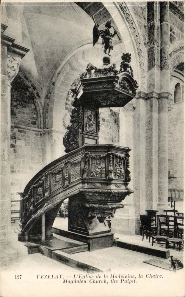Vézelay — Die Kirche der Madeleine, der Predigerstuhl. Verlag: Anciens Établissements Gréteuil et Cie, Paris. - Vorderseite