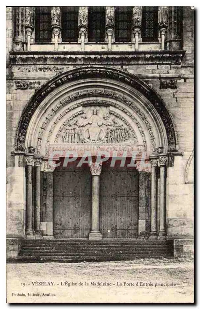 Vézelay - Die Kirche der Madeleine - Die Haupteingangstür — Pothain, Verlag, Atallon, Nr. 19 - Vorderseite