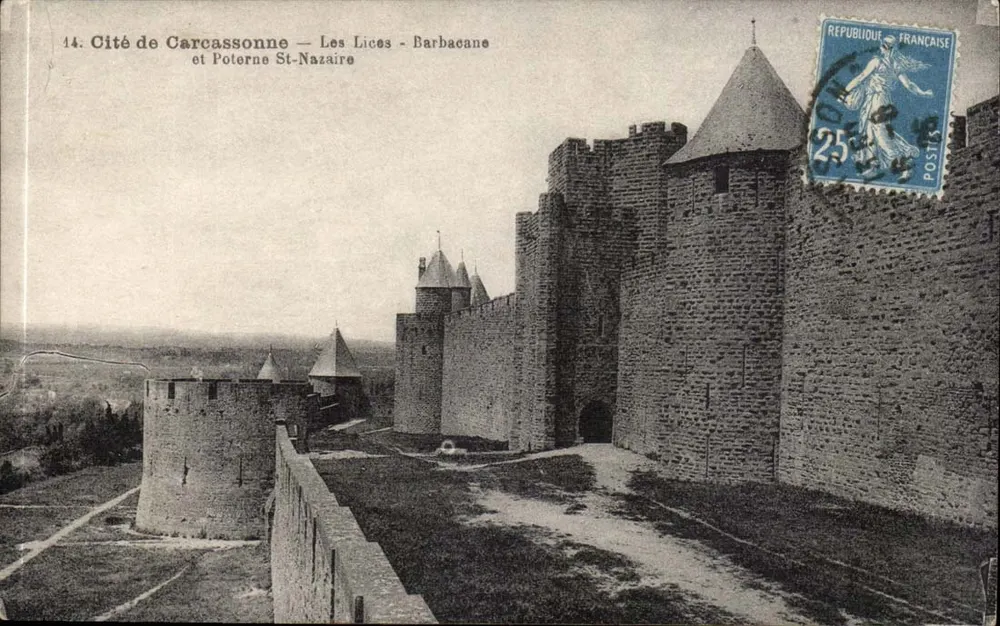 Cité de Carcassonne — Les Lices - Barbacane und Poterne St-Nazaire — A. Thibat et N. Baudouin, Toulouse - Vorderseite