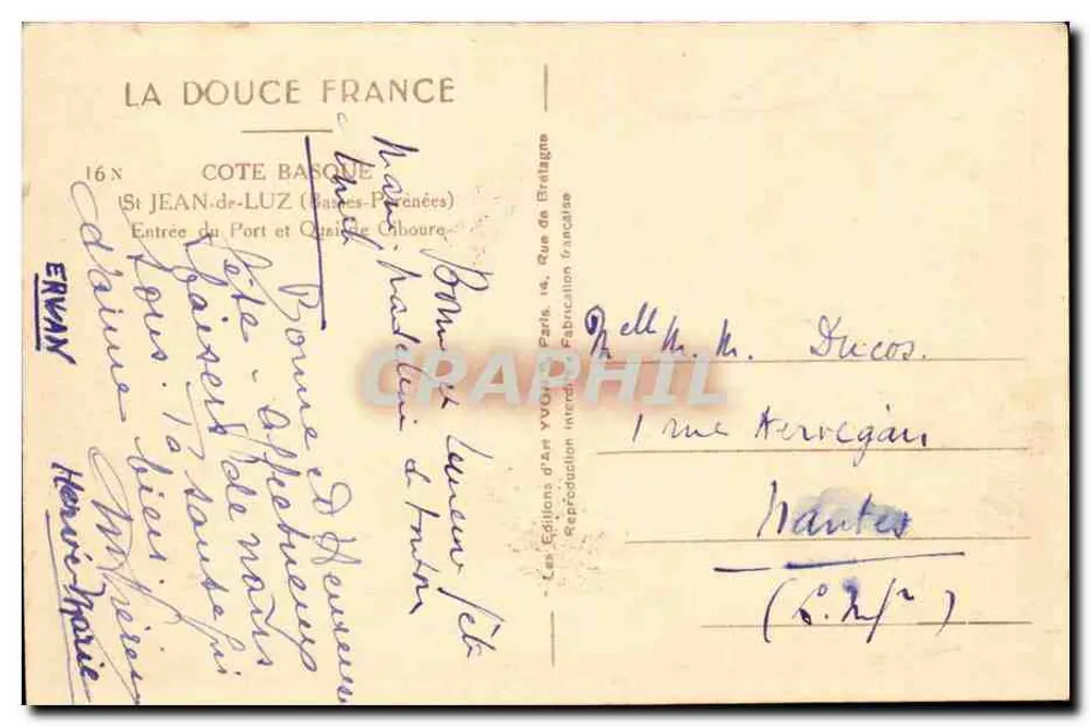 St Jean-de-Luz — Eingang zum Hafen und Kai von Cabouré — Éditions d'art Yvon - Rückseite