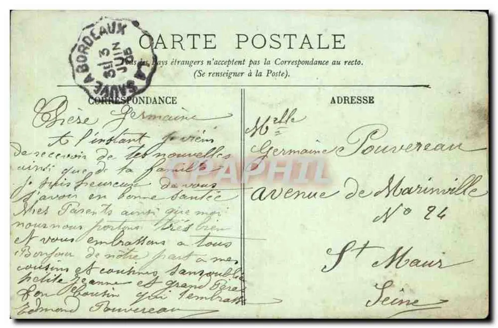 Bordeaux — O Monumento de Gambetta — LL. Créem - Verso