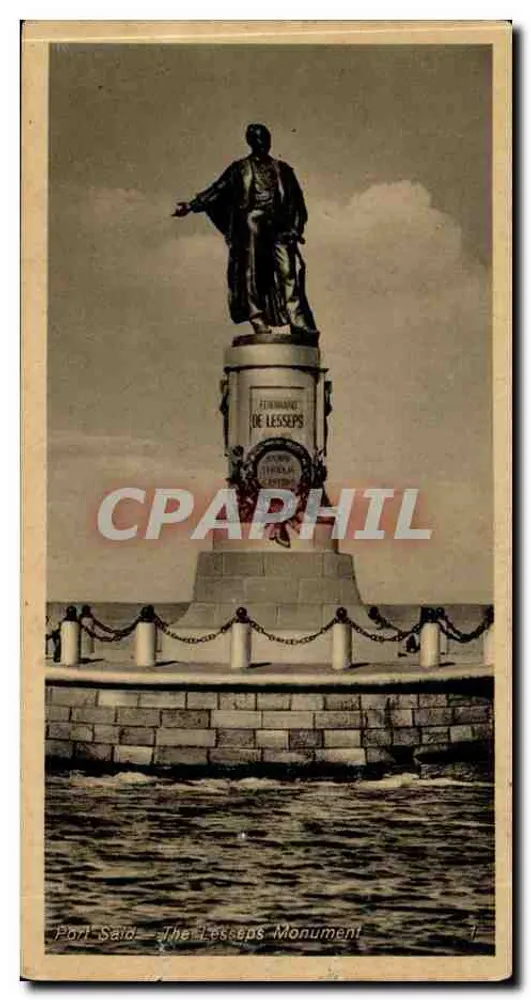 Port Said — Das Denkmal von Ferdinand de Lesseps — Verlag Port Said Oriental Commercial Bureau - Vorderseite