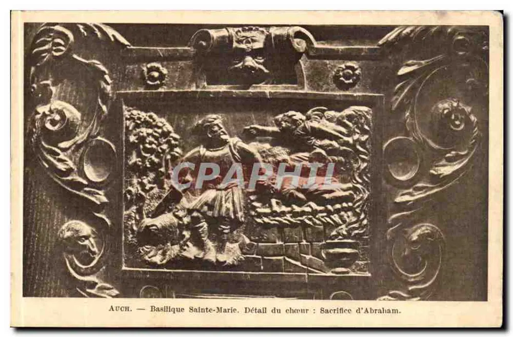 Auch — Basilique Sainte-Marie. Detail des Chors: Opfer Abrahams. - Vorderseite
