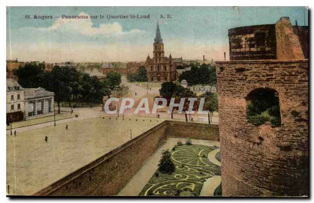 Angers — Panorama sobre o Bairro St-Laud — A. B. - Frente