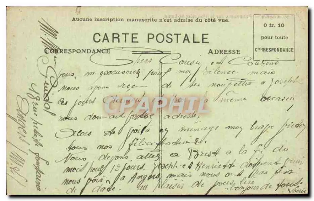 Angers — Panorama sobre o Bairro St-Laud — A. B. - Verso