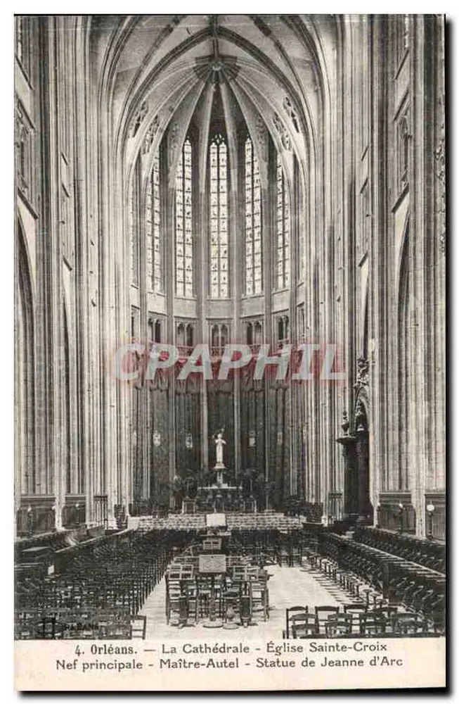Orléans — La Cathédrale — Nef principale — Maître-Autel — Statue de Jeanne d'Arc - Recto