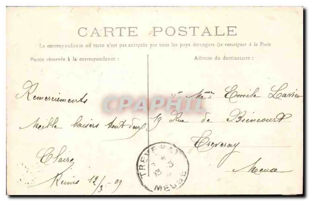 Reims — Praça e Estátua de Colbert - Verso