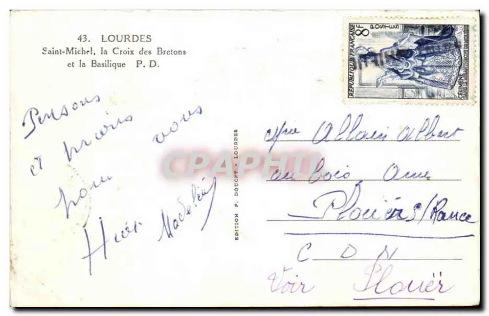Lourdes — Saint-Michel, a Cruz dos Bretões e a Basílica — Edição P. Doucet - Verso