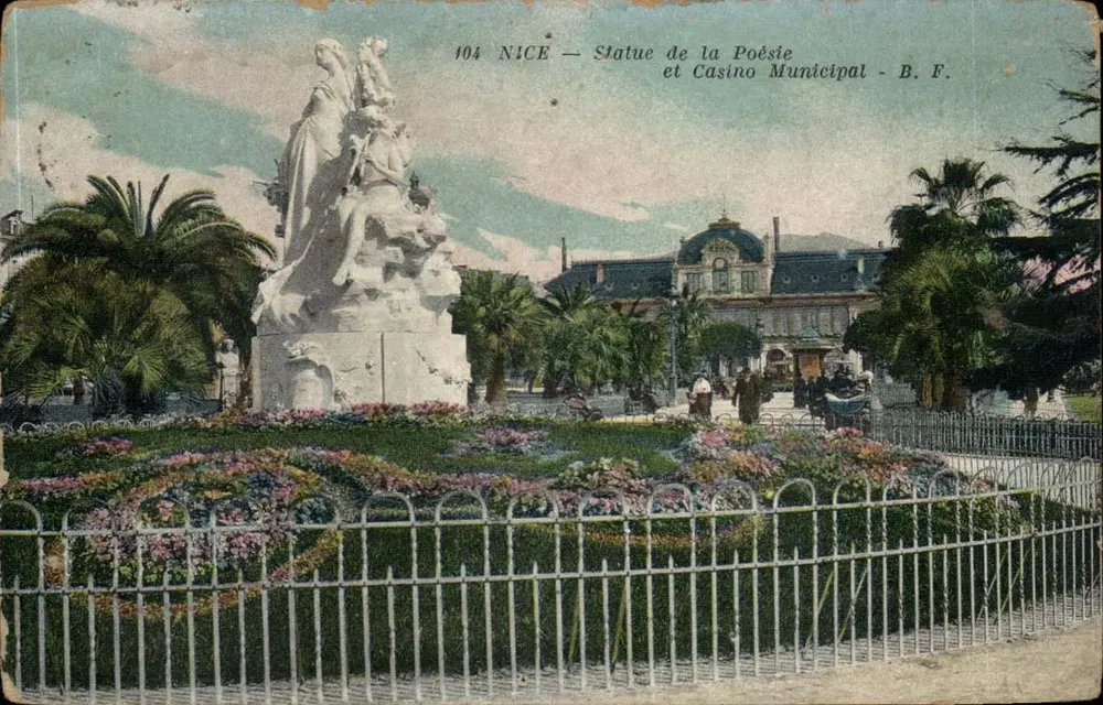 Nizza — Statue der Poesie und Gemeindekasino — B.F. n°104 - Vorderseite