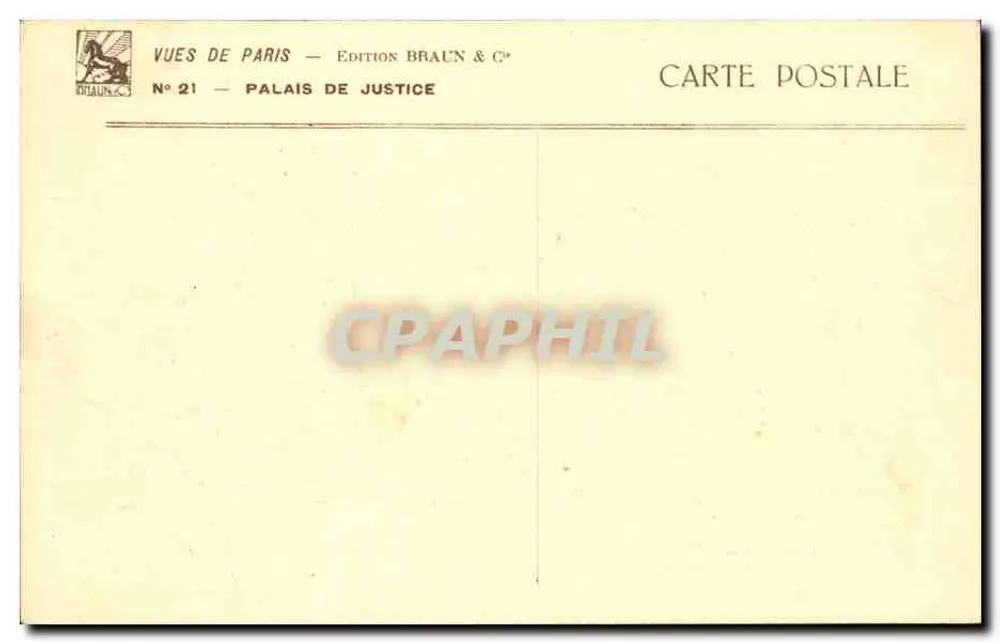 Palácio de Justiça — Paris — Edição Braun & C°, n°21 - Verso