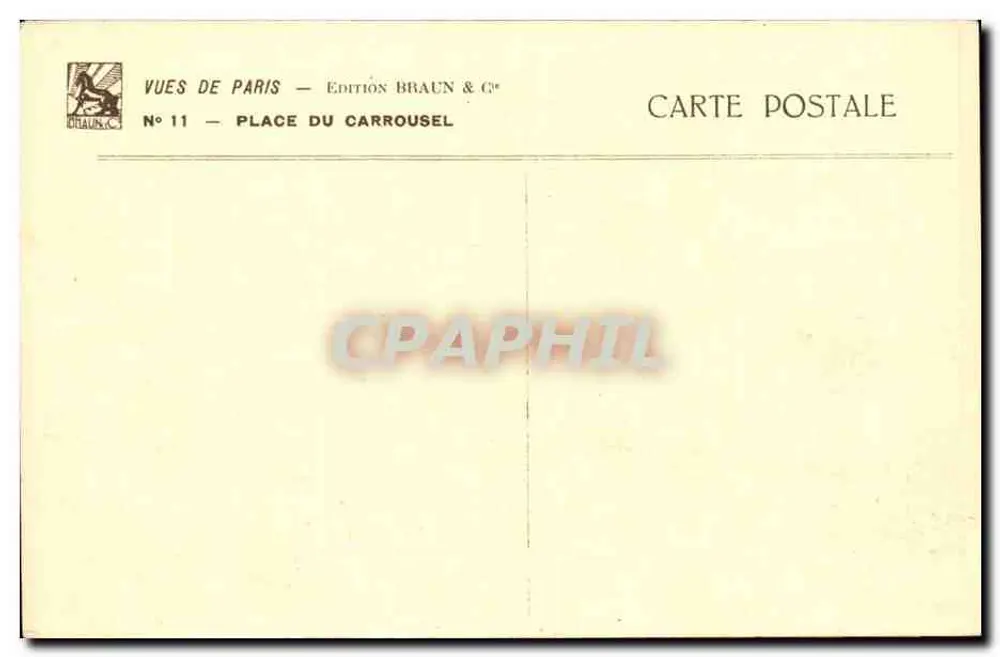 Praça do Carrousel — Arco do Triunfo do Carrousel — Edição Braun & Cie, n°11 - Verso