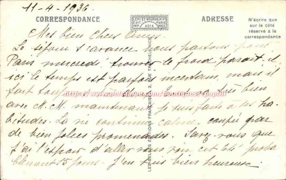 NICE — La Promenade des Anglais — Éditions Lévy et Neurden, n° 299 - Achterkant