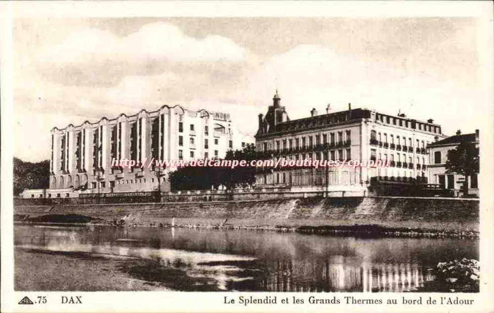 Dax — Le Splendid und die Grands Thermes am Ufer der Adour — Cie des Arts Photomécaniques, Paris - Vorderseite