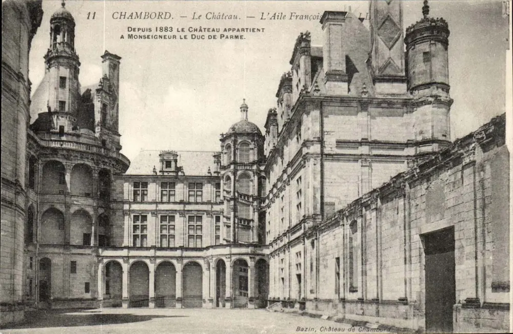 Chambord — Das Schloss — Die französische Flügel — Bazin, Schloss Chambord - Vorderseite