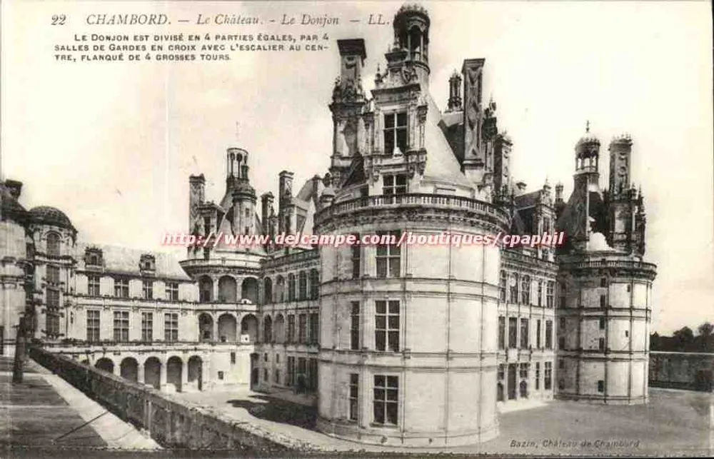 Chambord — O Donjon — Bazin, Castelo de Chambord - Frente