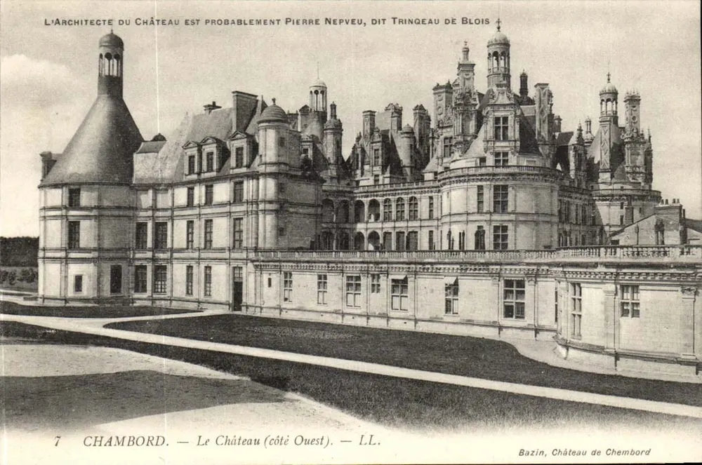 Chambord — O Castelo (lado Oeste) — Bazin, Castelo de Chambord - Frente