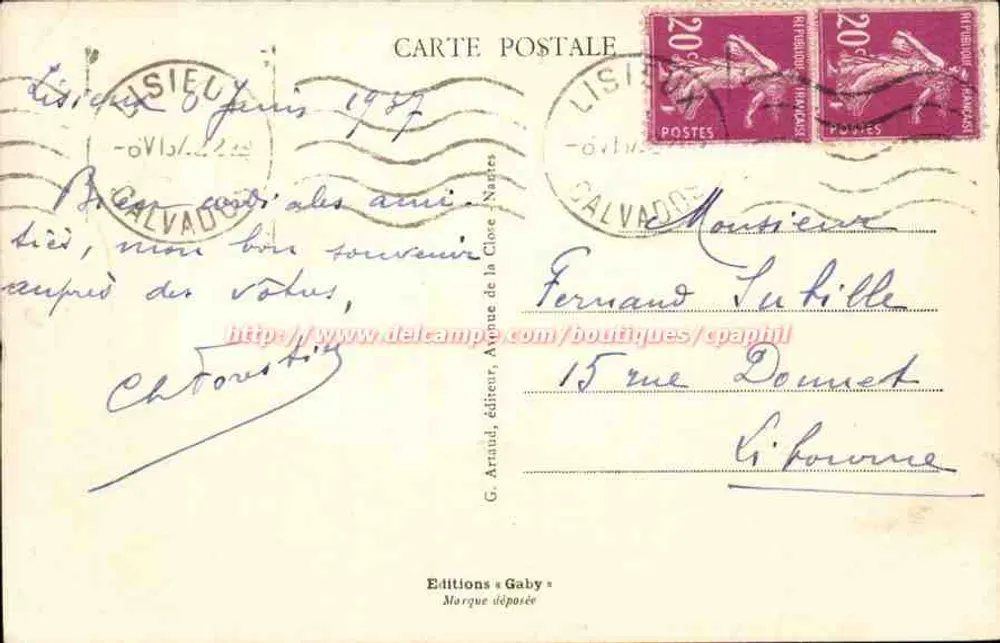 Lisieux (Calvados) — Catedral de São Pedro — Edições Gaby, n°17 - Verso