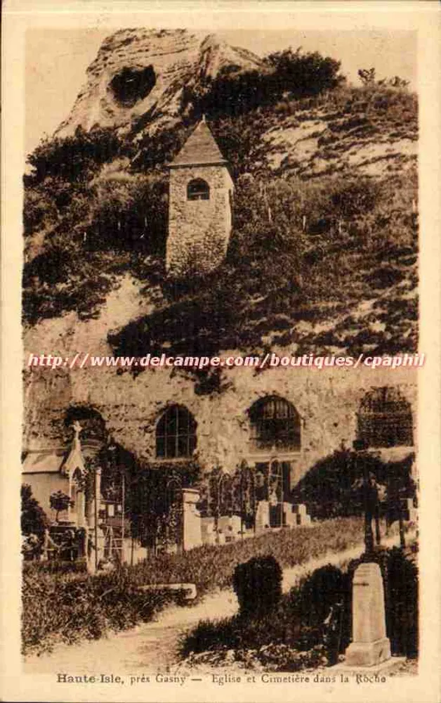 Haute-Isle, nahe Gasny — Kirche und Friedhof im Felsen - Vorderseite