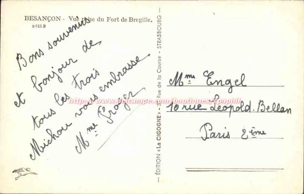 Besançon — Ansicht vom Fort de Bregille — Édition La Cigogne, Straßburg - Rückseite