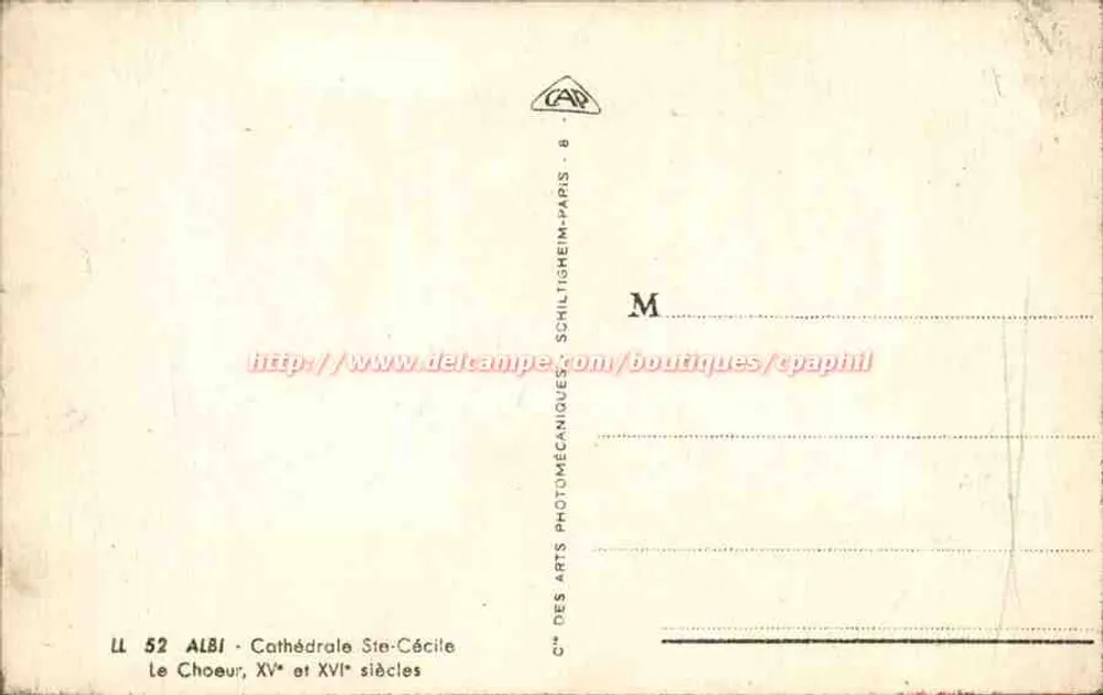 Albi - Catedral de Santa Cecília — O Coro, séculos XV e XVI — C° dos Artes Fotográficas, Paris - Verso