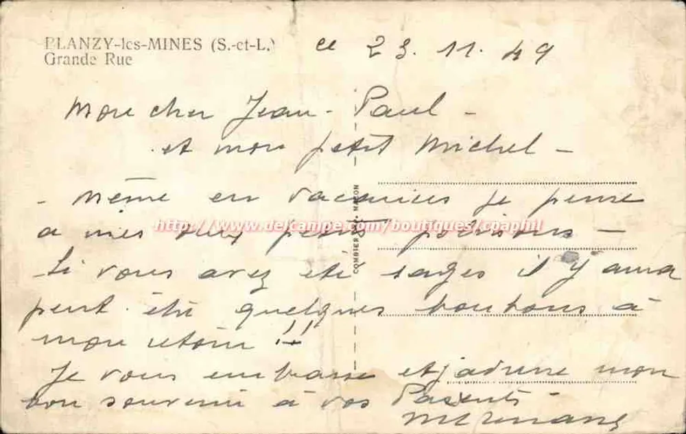 Planzy-les-Mines — Grande Rue — Ciny - Verso
