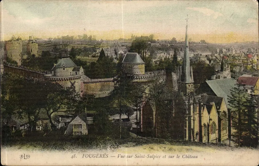 Fougères — Ansicht von Saint-Sulpice und dem Schloss — Verlag ELD, Nr. 48 - Vorderseite