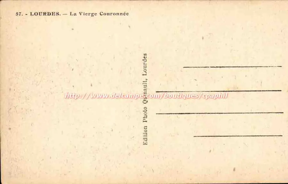 Lourdes — A Virgem Coroada — Edição Fotográfica Ognaul, Lourdes - Verso