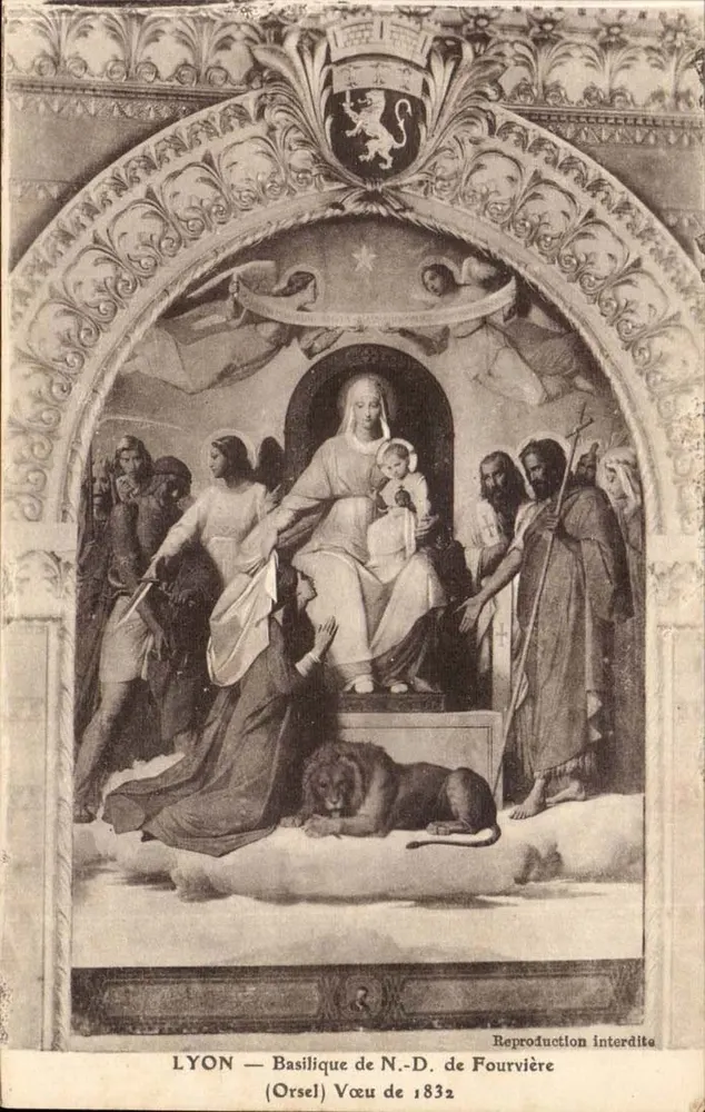 LYON — Basilique de N.-D. de Fourvière — Ansicht von 1832 (Orsel) - Vorderseite