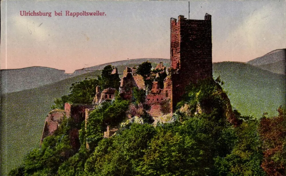 Ulrichsburg bei Rappoltsweiler — Ruinen eines Schlosses auf einem Promontorium — Felix Laib, Straßburg I.E., n° 6517 - Vorderseite