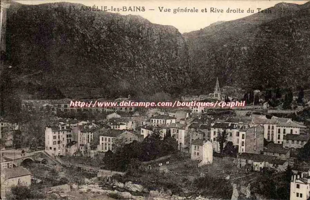 Amélie-les-Bains — Vista geral e margem direita do Tech — editor Delcampe, n°43 - Frente
