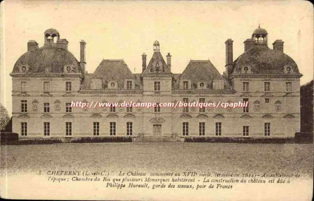 Castelo de Cheverny — Quarto do Rei, editor A. Phebrin, Tours - Frente