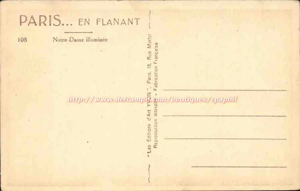 Notre-Dame de Paris — beleuchtet — Yvon, Nr. 108 - Rückseite