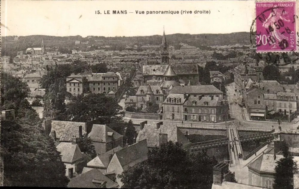 Le Mans — Vista panorâmica (margem direita) — A. Dolbeau, rua Auvray, Le Mans - Frente