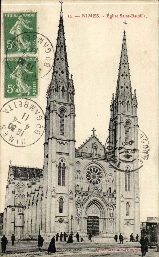 Nîmes — Igreja de São Baudile — Edição Graniès et Pitton, Nîmes - Frente